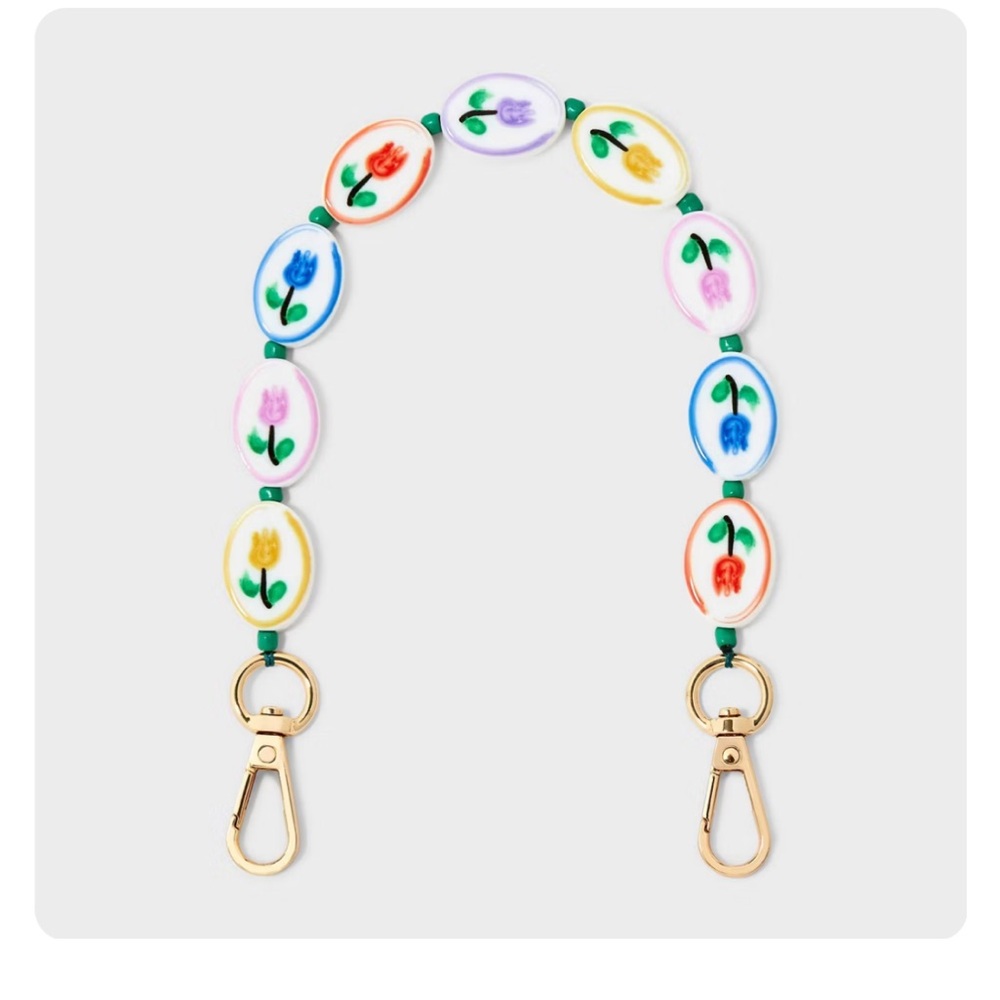 Universal Thread Colorful Tulip Beaded Handbag Charm Strap (Clare V Dupe)